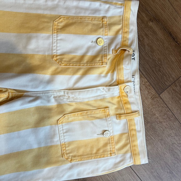 J. Crew Cream and Yellow Relaxed Demi-Boot Pants 29T - Picture 3 of 6